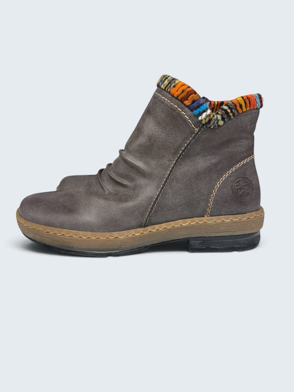 Rieker Felicitas 55 - Basalt/Orange/MultiGray Ankle Boots Inner Zip Size 40